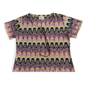 Vintage House of Jade, Crochet Neon Short Sleeve Shirt with Drawstring